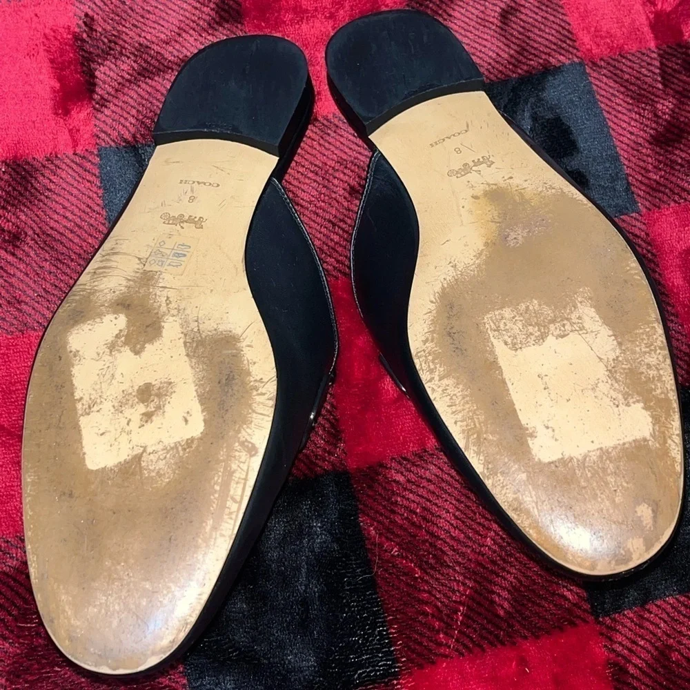 Coach Leather Shea Slide, Black and Tan, Women’s Size: 8B